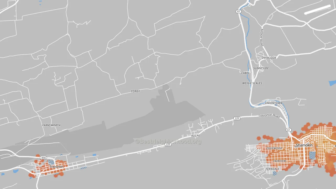 Bike Grade map of Sunnyside, PA