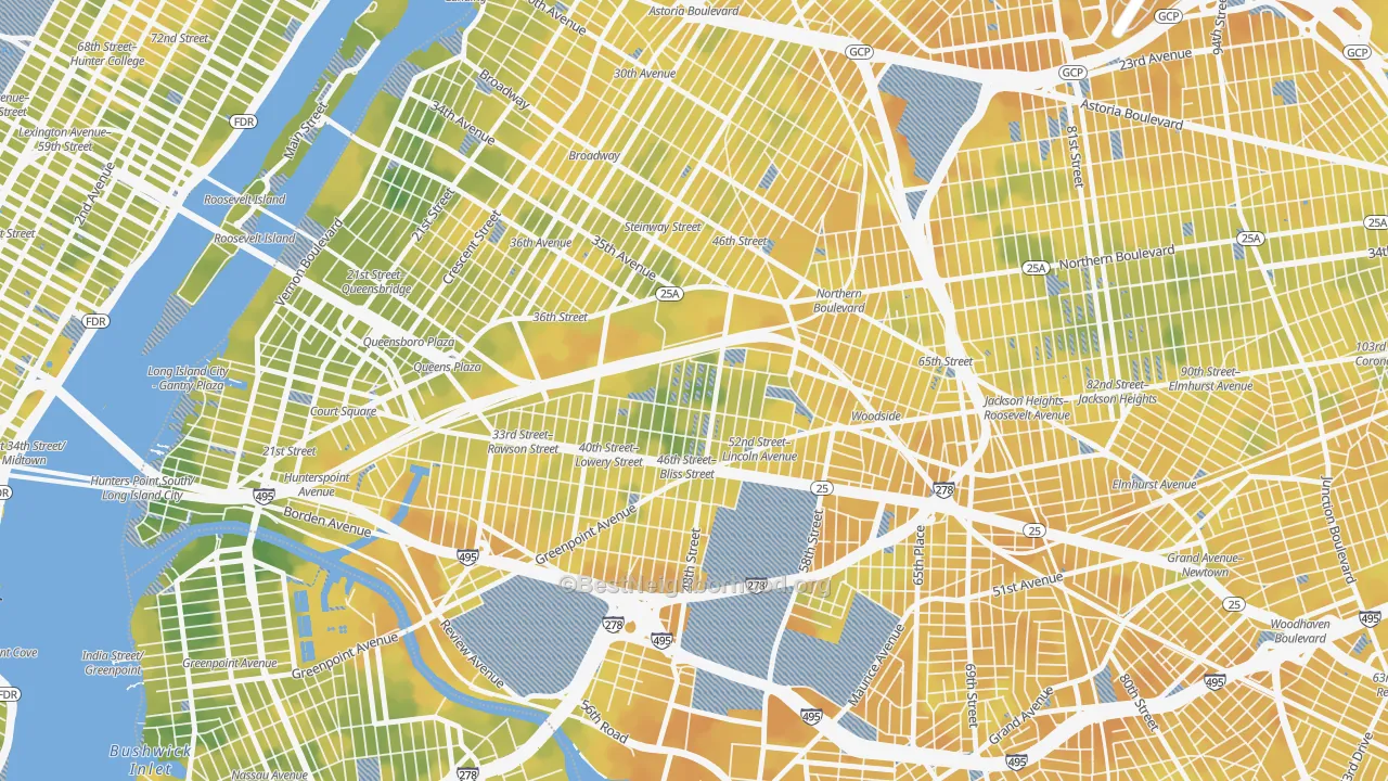 Bike Grade map of Sunnyside, Queens, NY