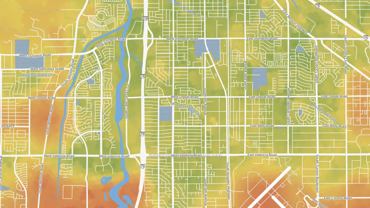 Bike Grade map of Sunnyside, Tucson, AZ