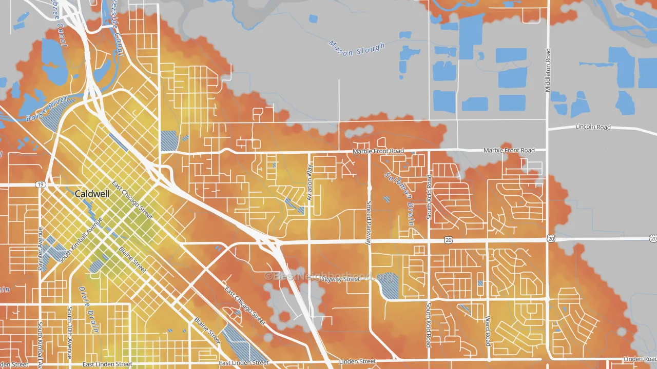 Bike Grade map of Sunnyslope, ID