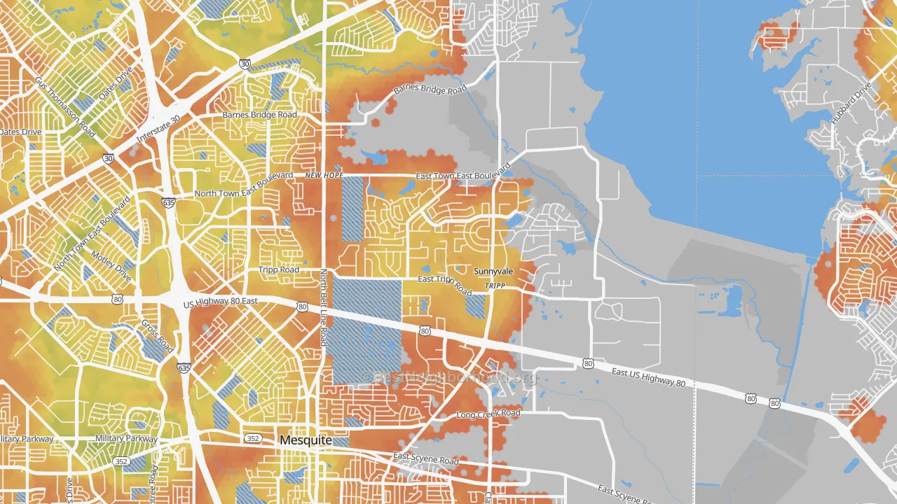 Bike Grade map of Sunnyvale, TX