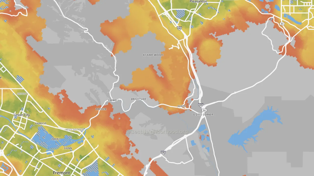 Bike Grade map of Sunol, CA