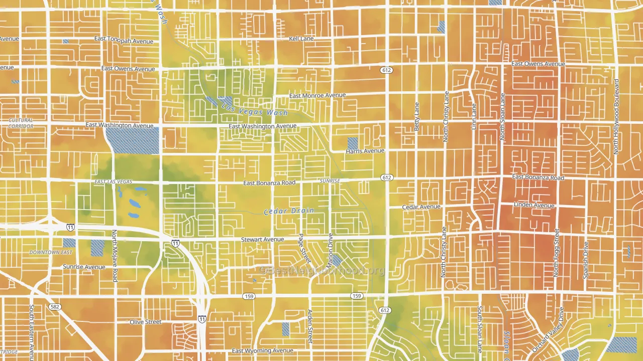 Bike Grade map of Sunrise, Las Vegas, NV