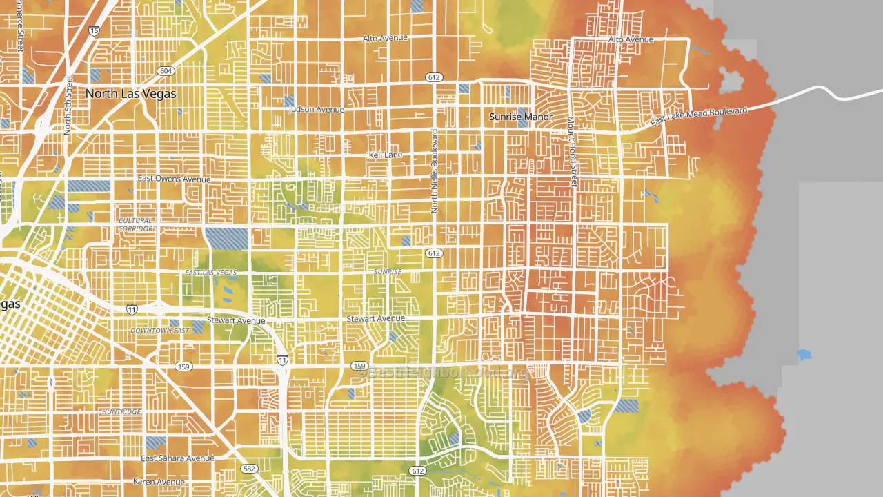 Bike Grade map of Sunrise Manor, NV