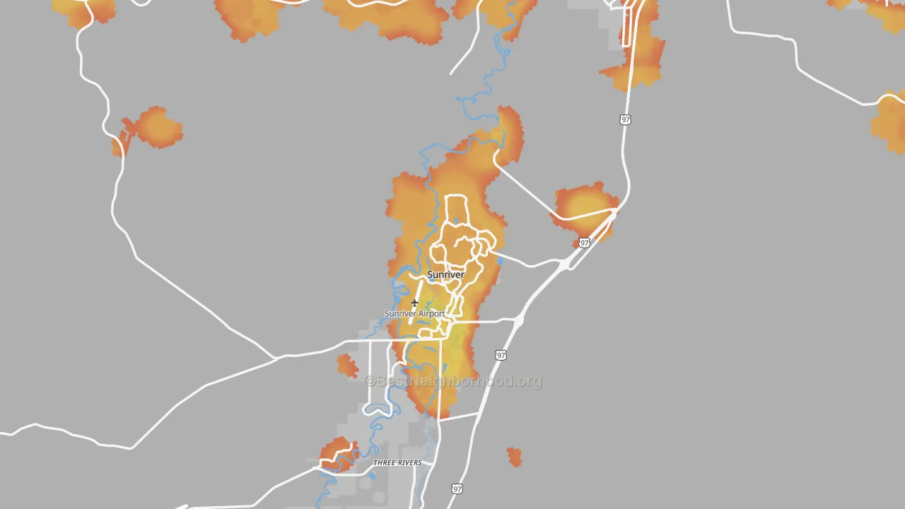 Bike Grade map of Sunriver, OR