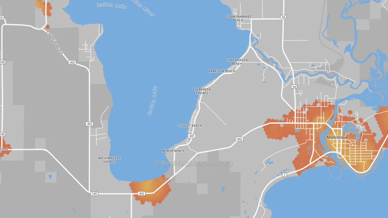Bike Grade map of Sunset Beach, MI