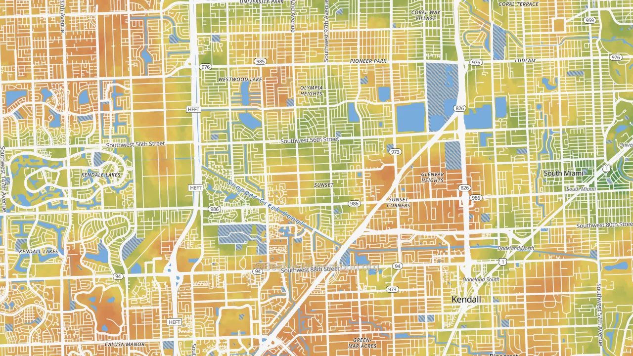 Bike Grade map of Sunset, FL