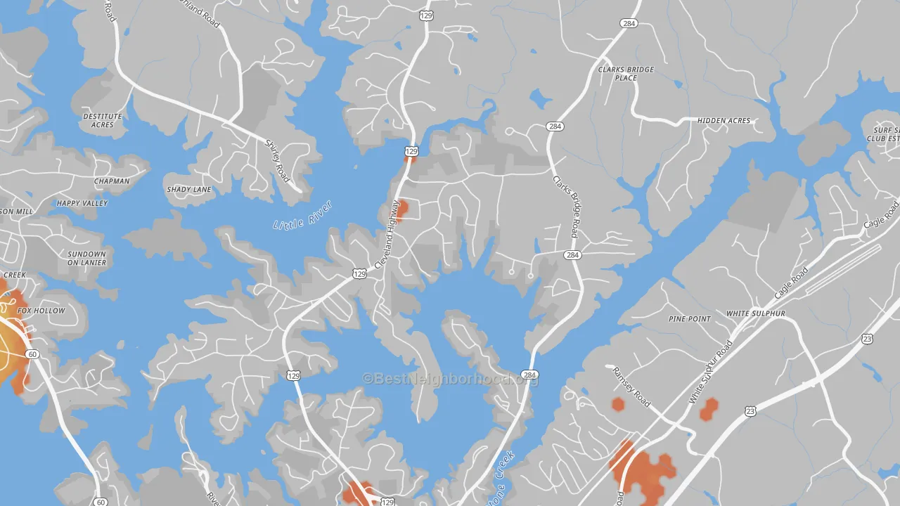 Bike Grade map of Sunset Heights, GA