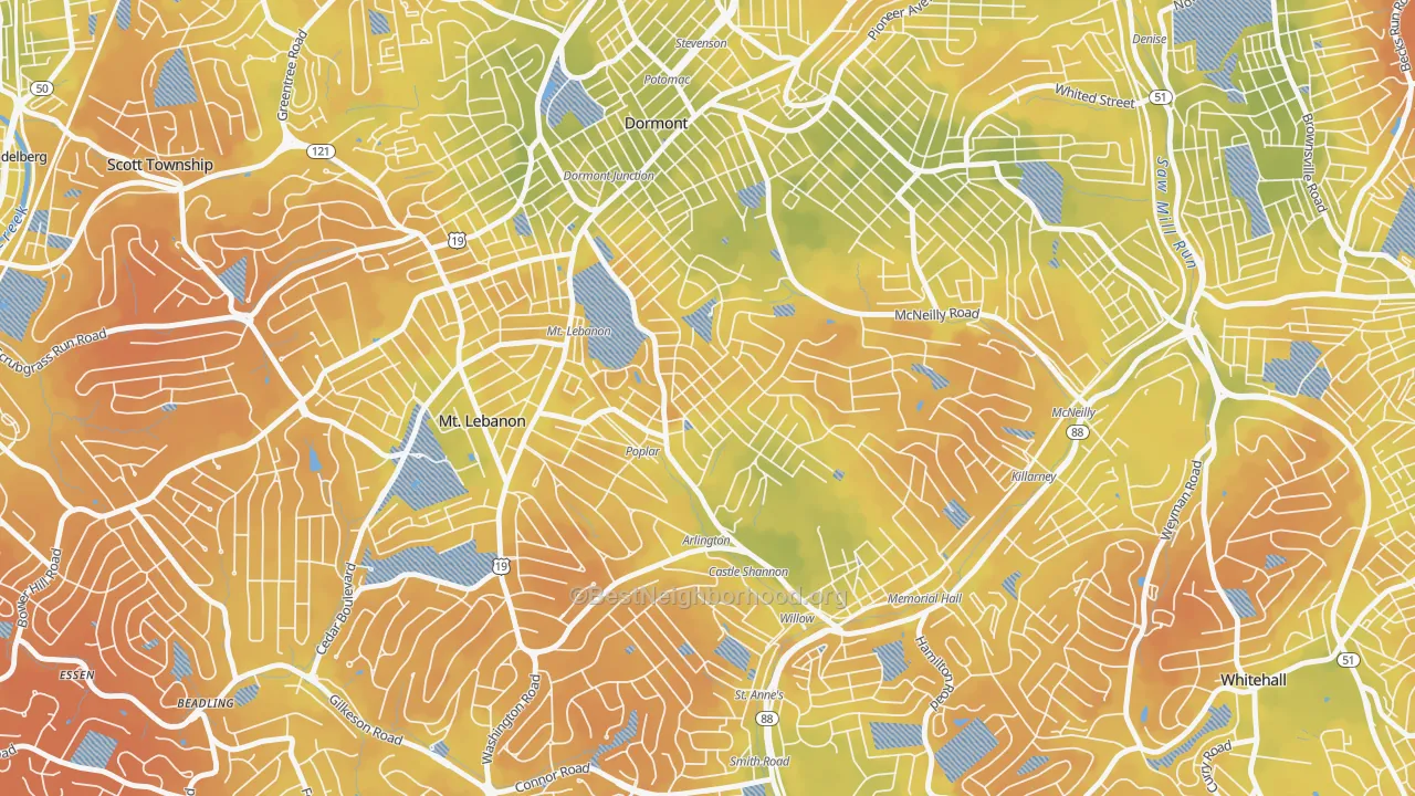 Bike Grade map of Sunset Hills, Pittsburgh, PA