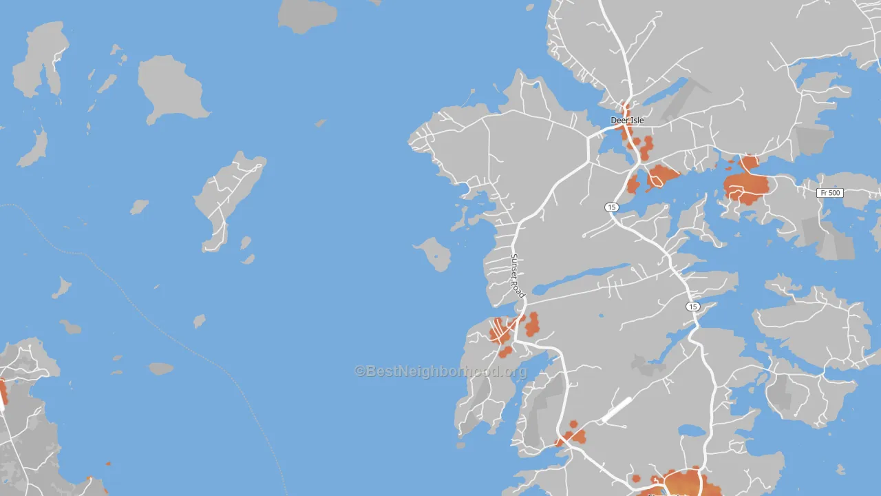 Bike Grade map of Sunset, ME