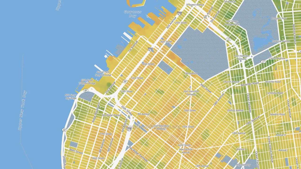 Bike Grade map of Sunset Park, Brooklyn, NY