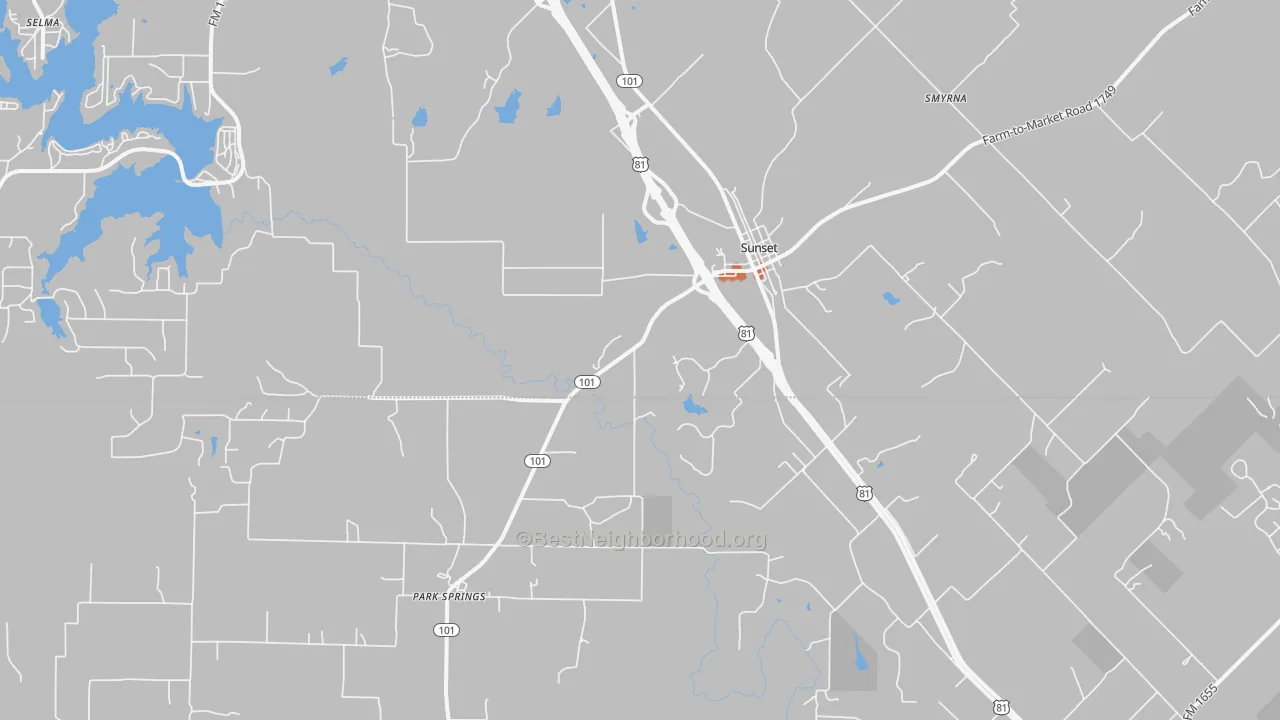 Bike Grade map of Sunset, TX
