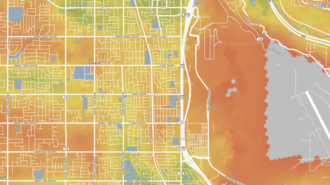 Bike Grade map of Sunset, UT