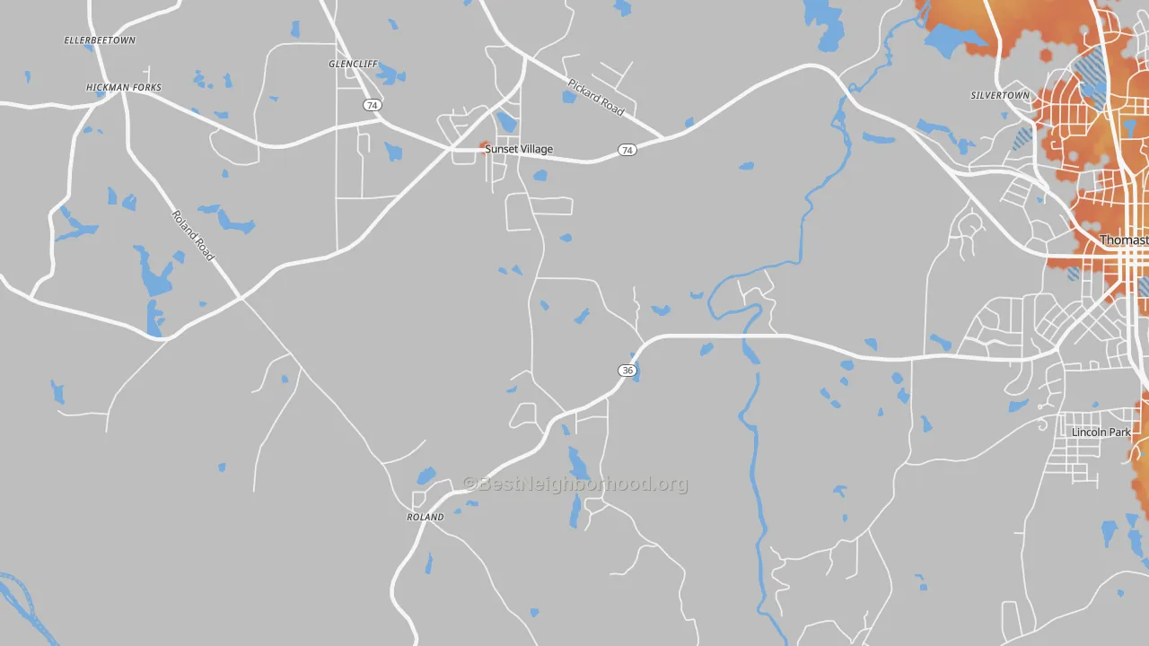 Bike Grade map of Sunset Village, GA