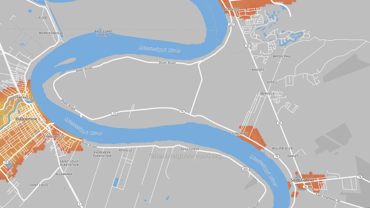 Bike Grade map of Sunshine, LA