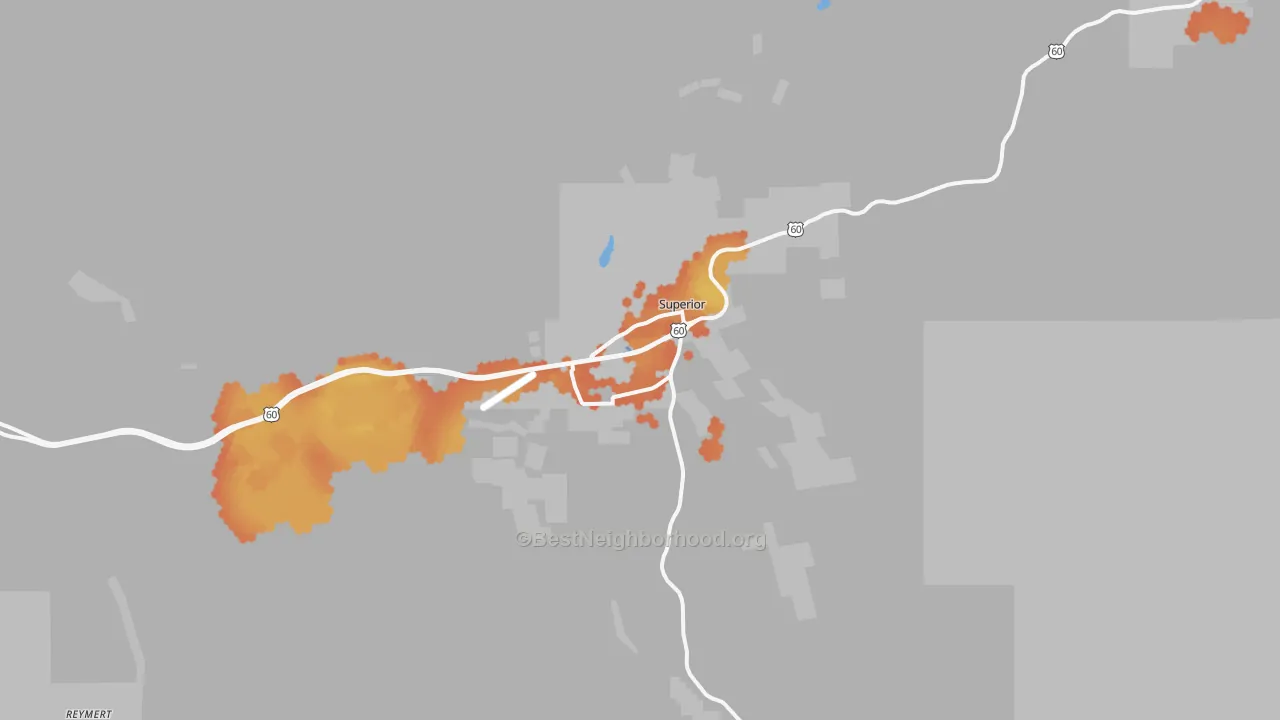 Bike Grade map of Superior, AZ
