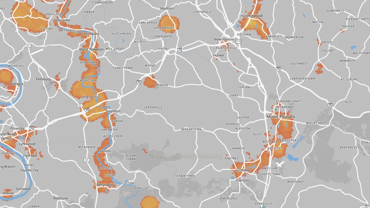 Bike Grade map of Superior, PA