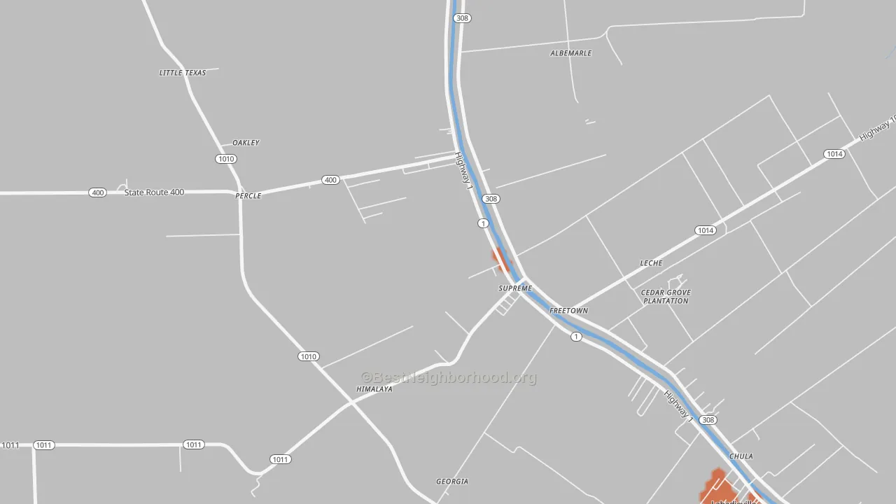 Bike Grade map of Supreme, LA