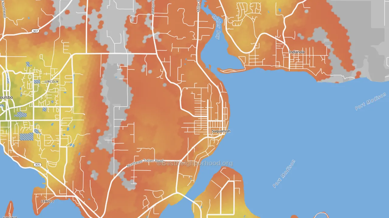 Bike Grade map of Suquamish, WA