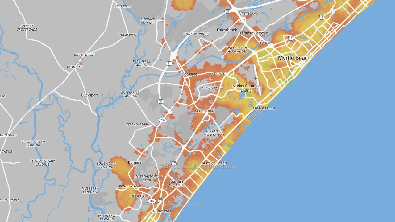 Bike Grade map of Surfside Beach, SC