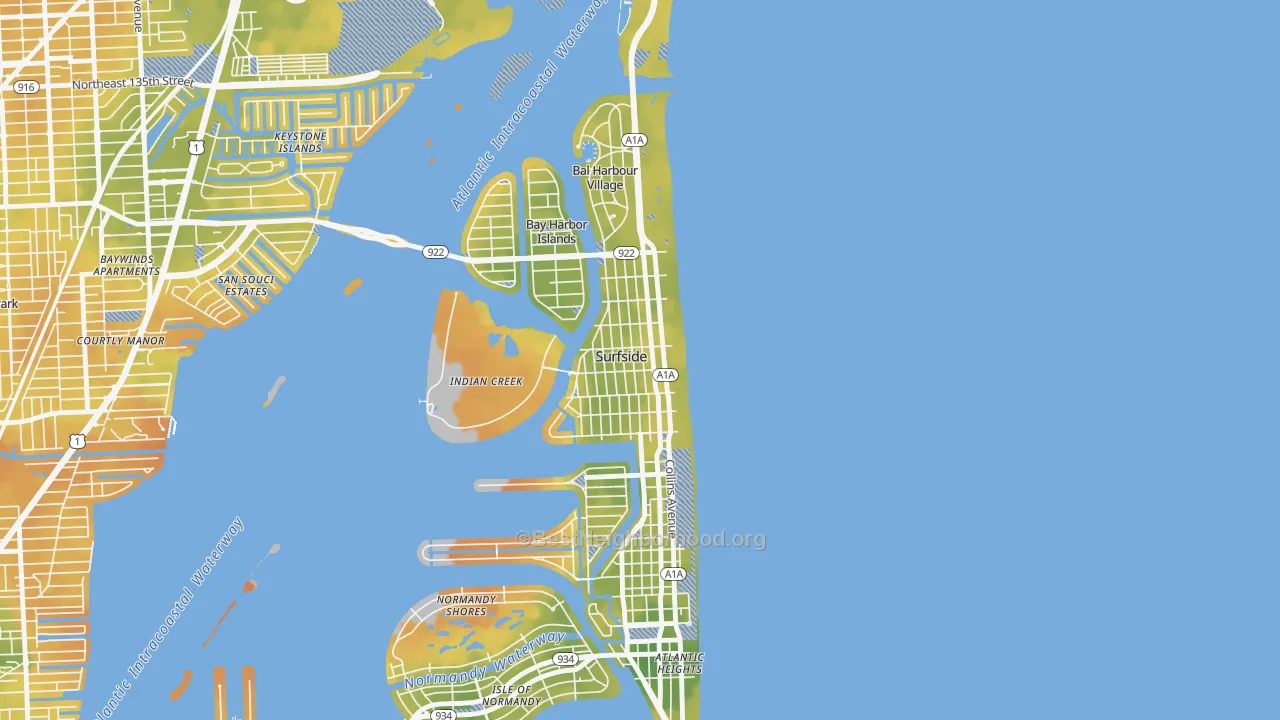 Bike Grade map of Surfside, FL
