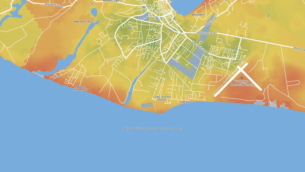 Bike Grade map of Surfside, MA