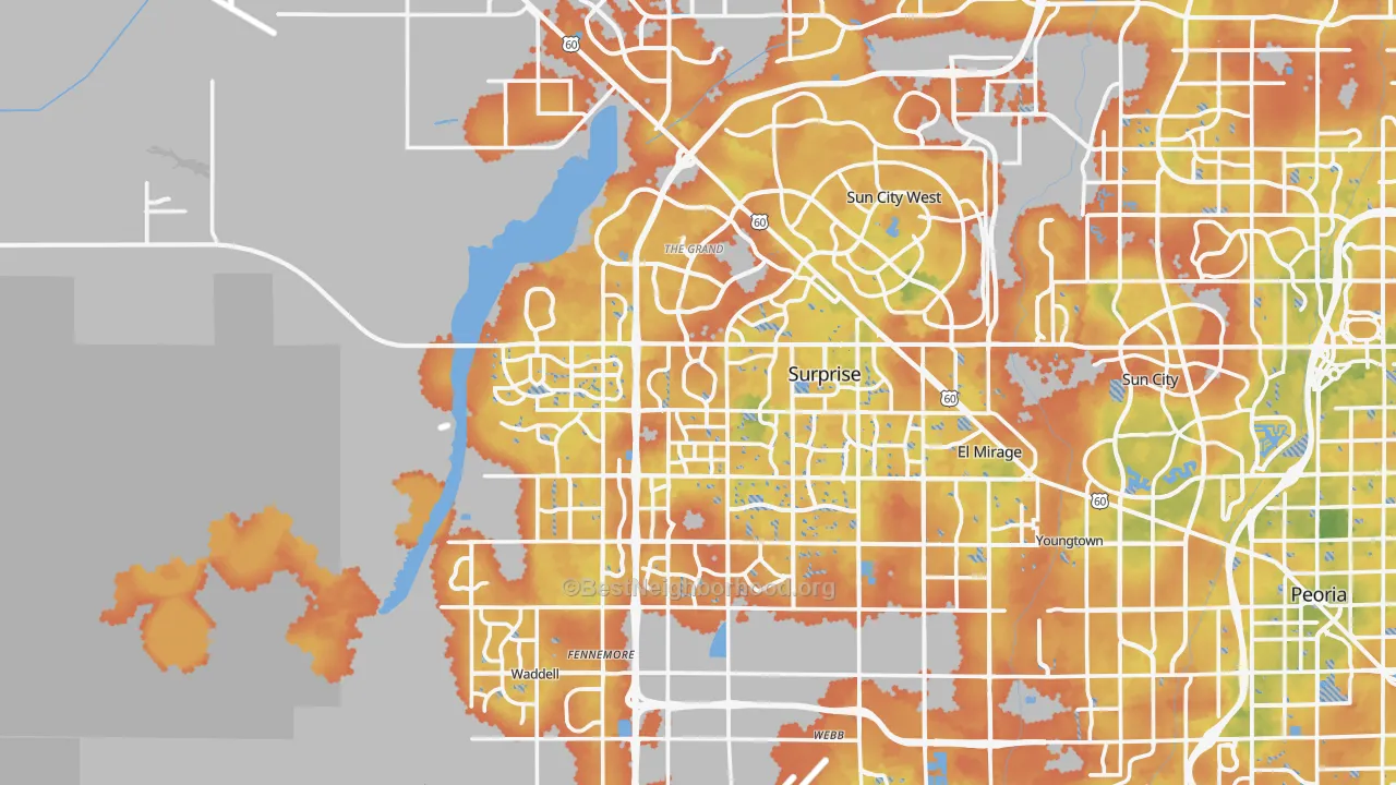 Bike Grade map of Surprise, AZ