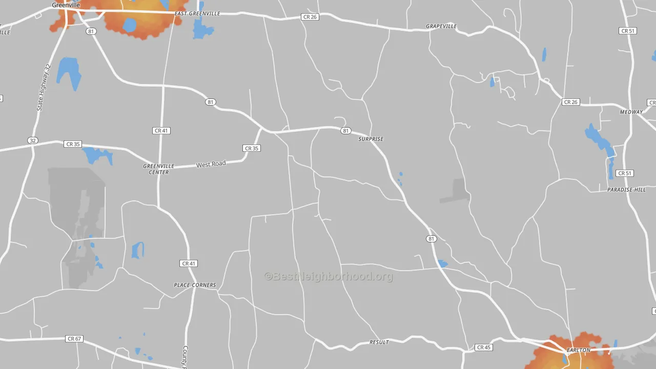 Bike Grade map of Surprise, NY