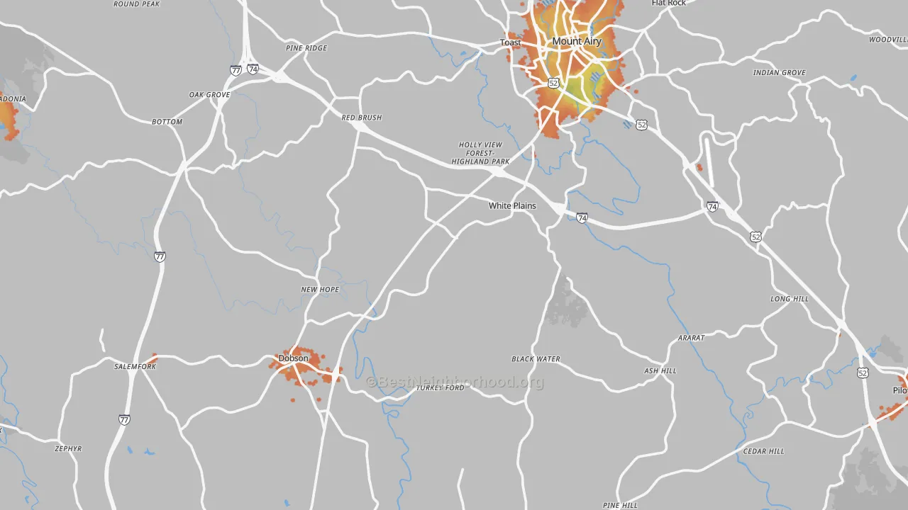 Bike Grade map of Surry County, NC