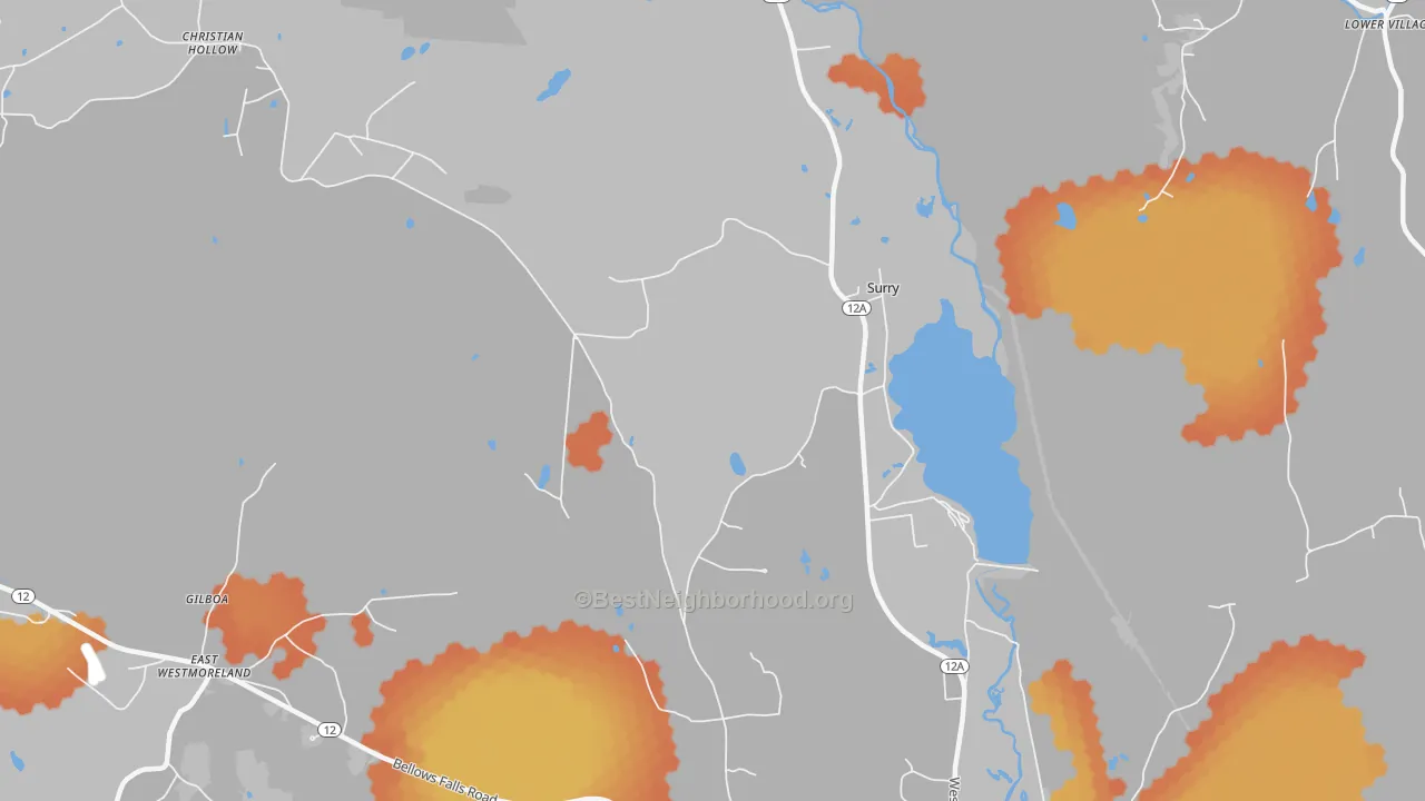 Bike Grade map of Surry, NH
