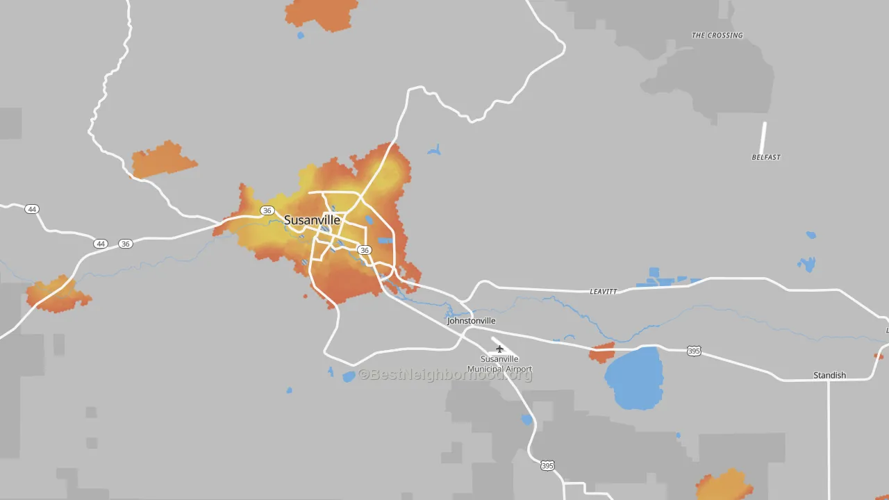Bike Grade map of Susanville, CA