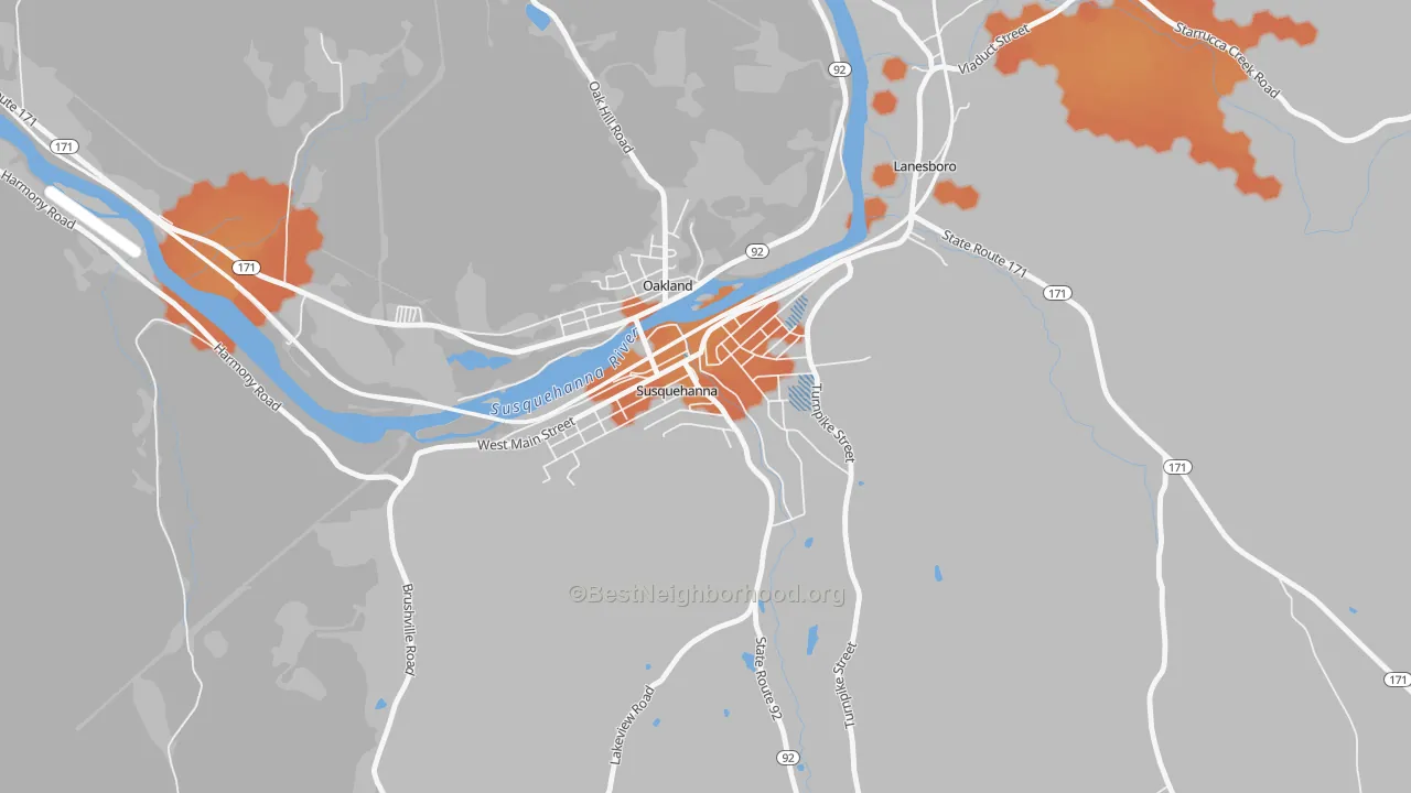 Bike Grade map of Susquehanna Depot, PA