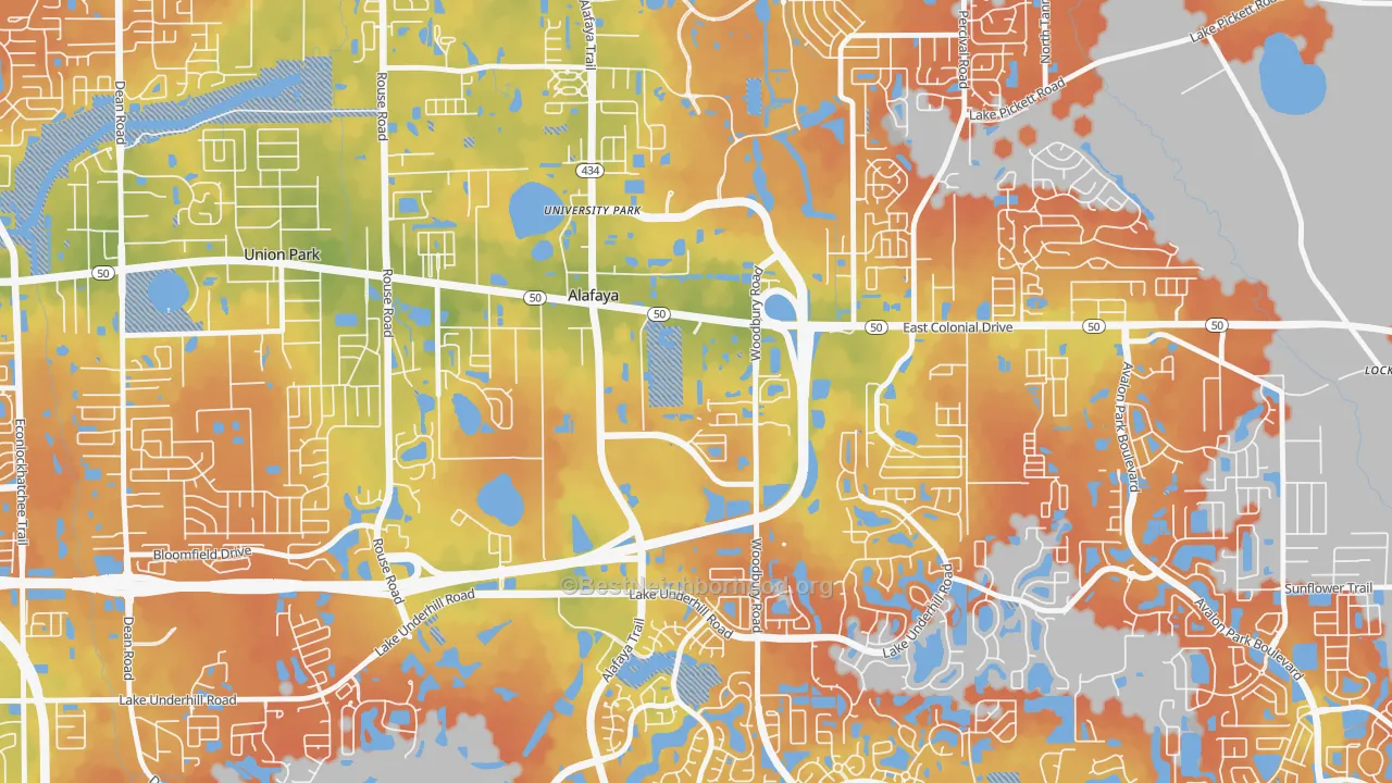 Bike Grade map of Sussex Place, Alafaya, FL