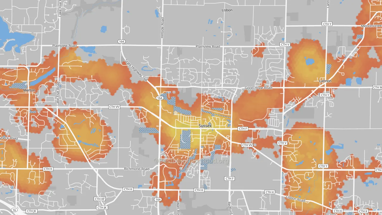 Bike Grade map of Sussex, WI