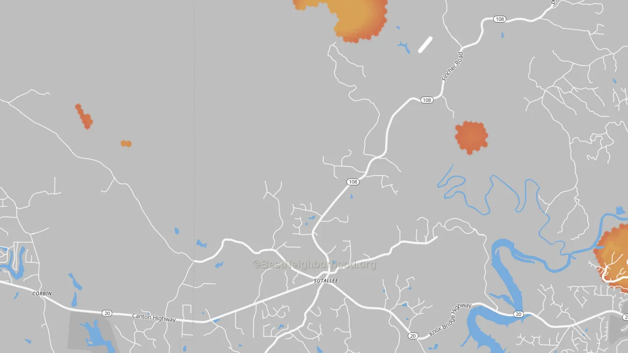 Bike Grade map of Sutallee, GA