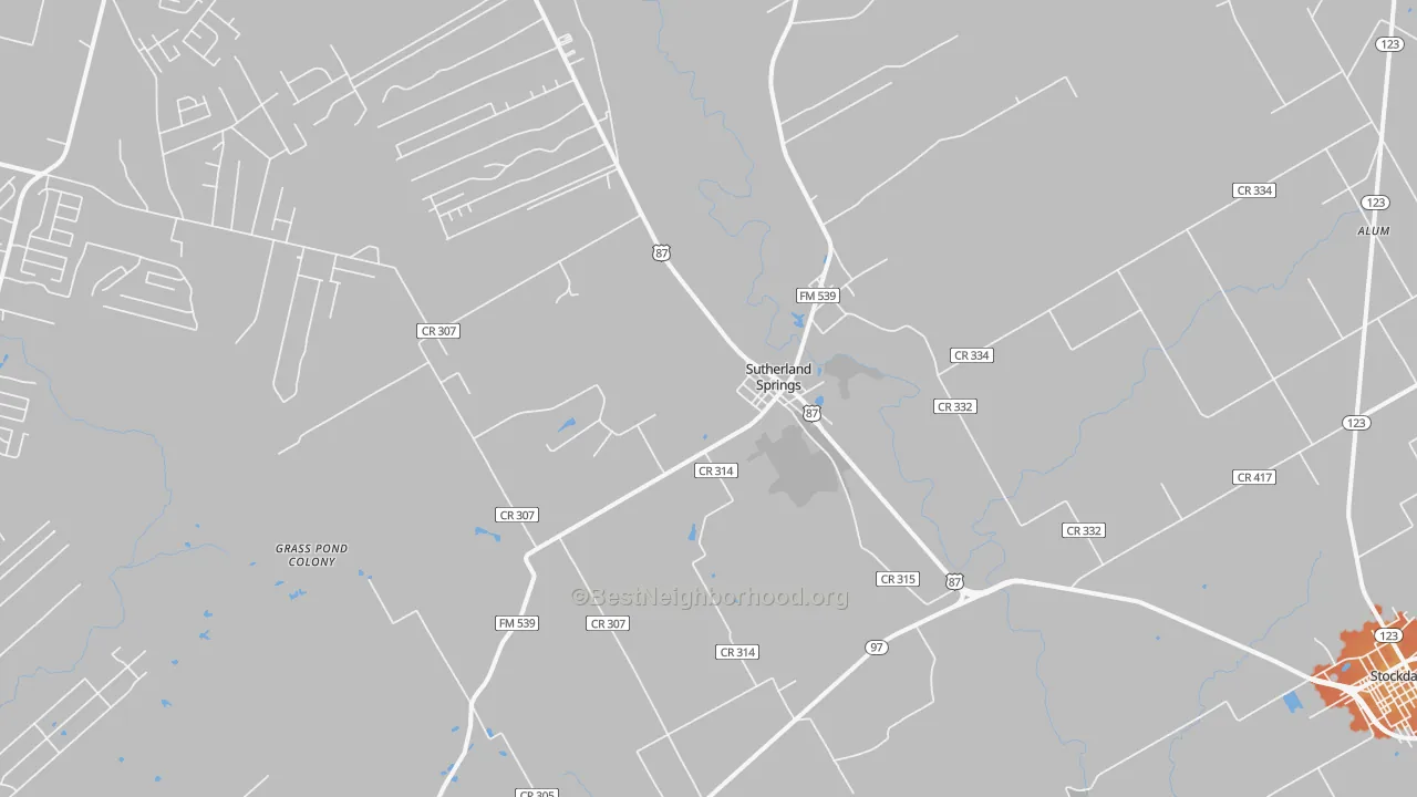 Bike Grade map of Sutherland Springs, TX