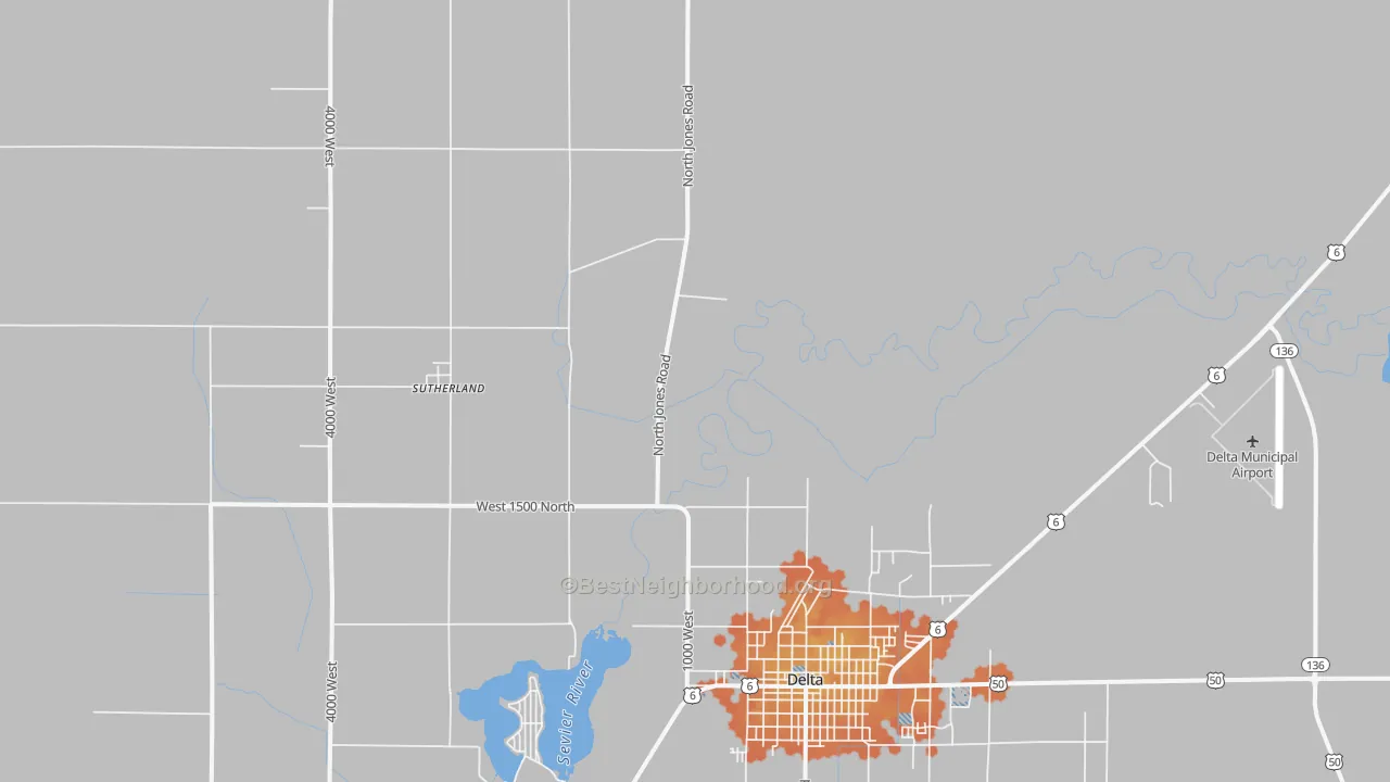 Bike Grade map of Sutherland, UT