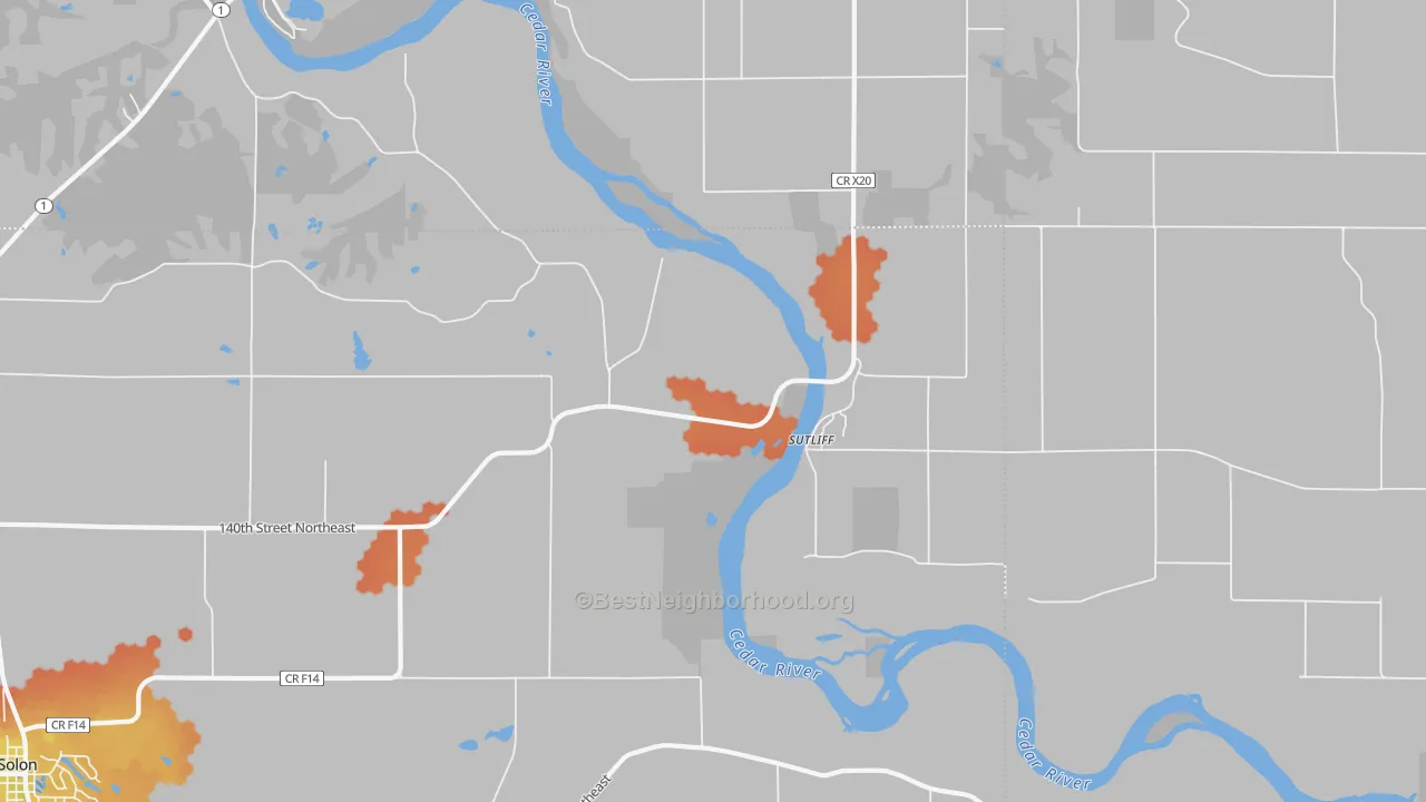 Bike Grade map of Sutliff, IA