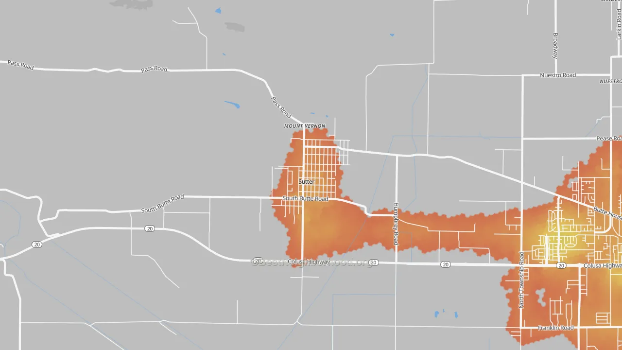 Bike Grade map of Sutter, CA