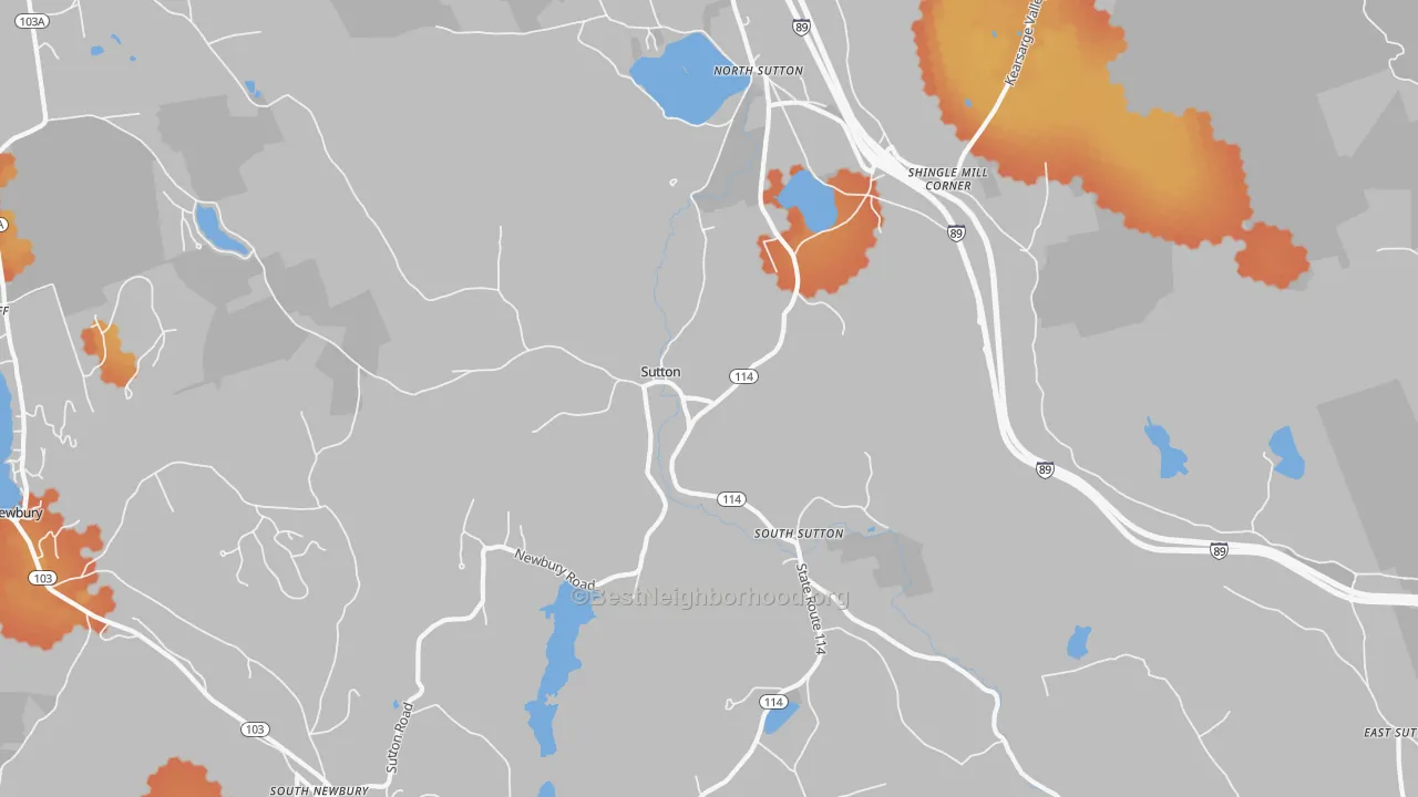 Bike Grade map of Sutton, NH