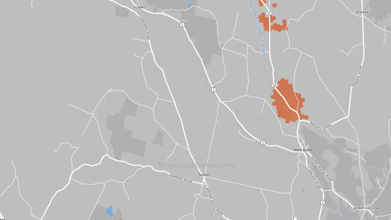 Bike Grade map of Sutton, VT