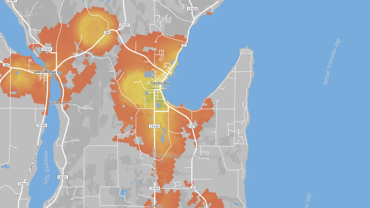 Bike Grade map of Suttons Bay, MI
