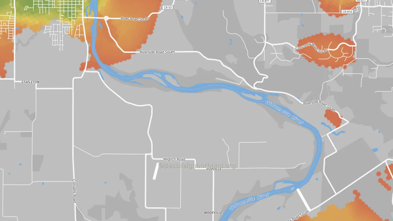 Bike Grade map of Suver, OR