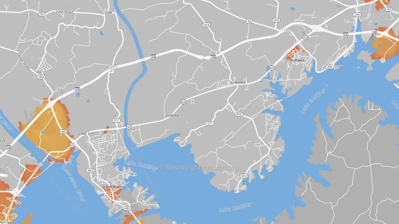 Bike Grade map of Suwanee, KY