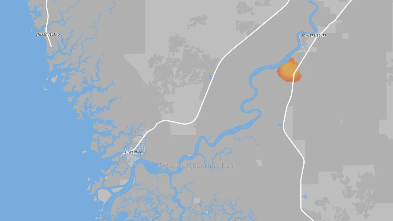 Bike Grade map of Suwannee, FL