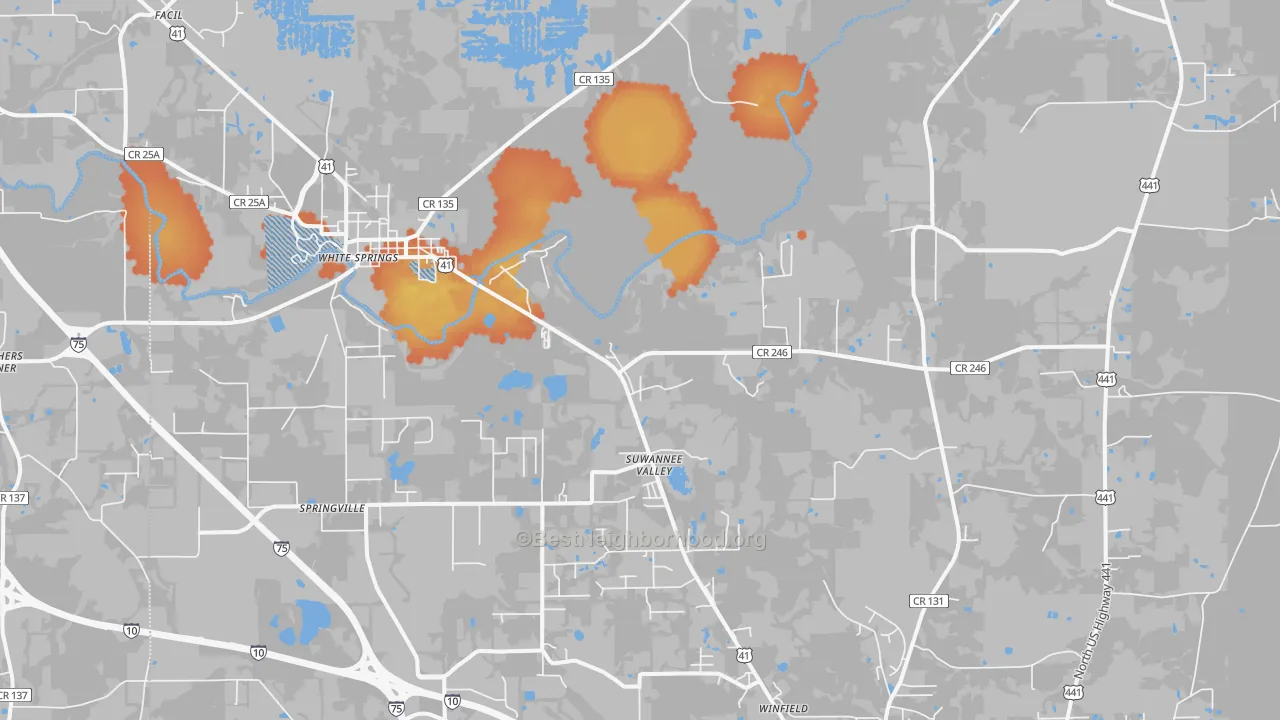 Bike Grade map of Suwannee Valley, FL