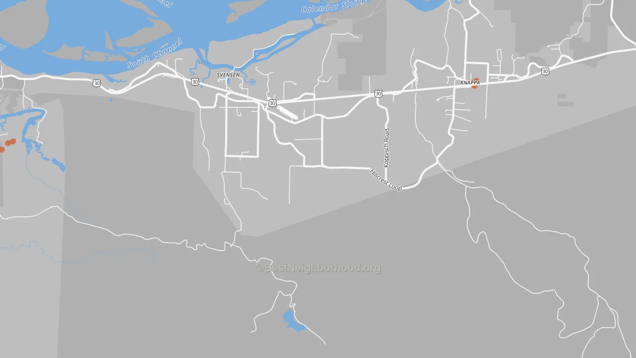 Bike Grade map of Svensen, OR