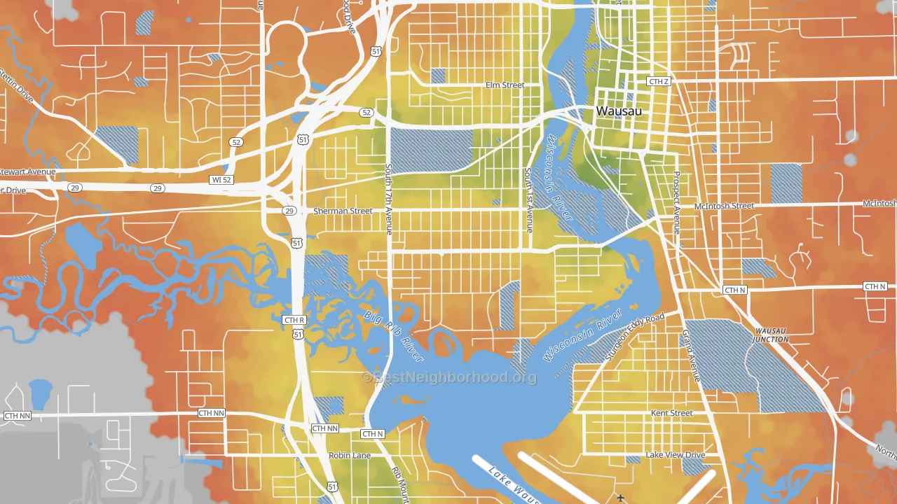 Bike Grade map of SW Jones, Wausau, WI