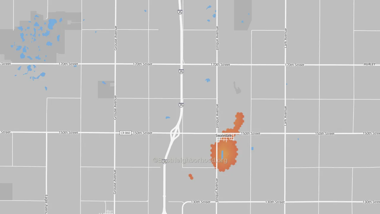 Bike Grade map of Swaledale, IA