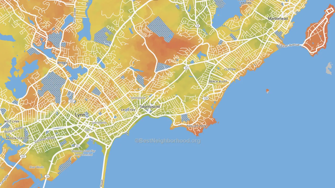 Bike Grade map of Swampscott, MA